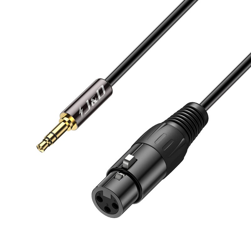 J&D XLR to 3.5mm Microphone Cable, PVC Shelled XLR Female to 3.5mm 1/8 inch TRS Male Balanced Cable - 3 Feet for DSLR Camera, Computer Sound Card - Image 1